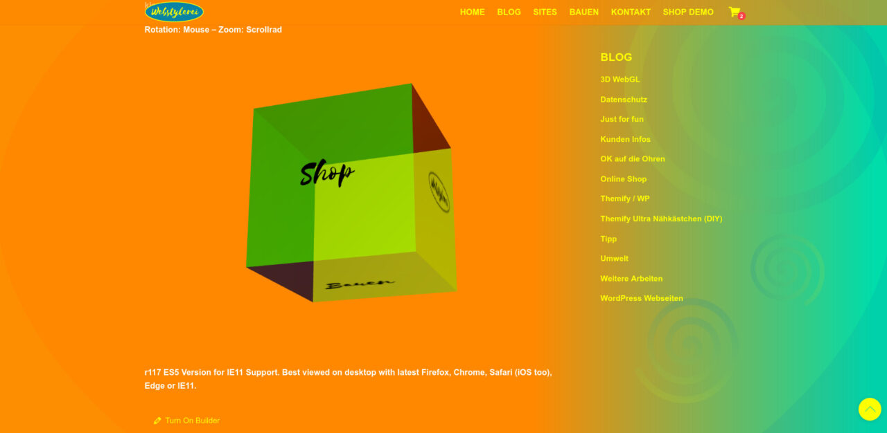 3D Navigation Cube mit three.js